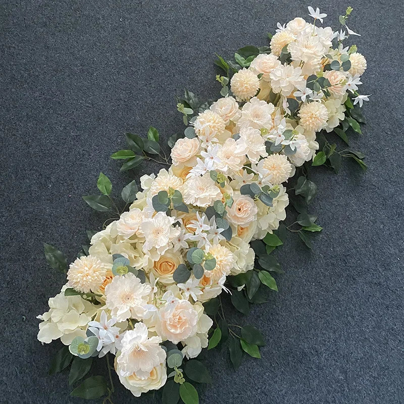 1M Artificial Wedding Flower Row Long Layout Wedding Home Decoration Scene Artificial Flower Road Lead Flower Row Arch Decor