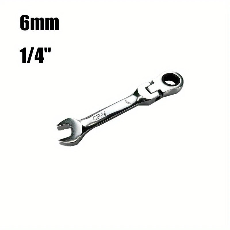 Flexible Pivoting Head Ratchet Short Wrench Spanner Garage Metric hand Tool 8mm-19mm For auto and Home Repair 1pcs