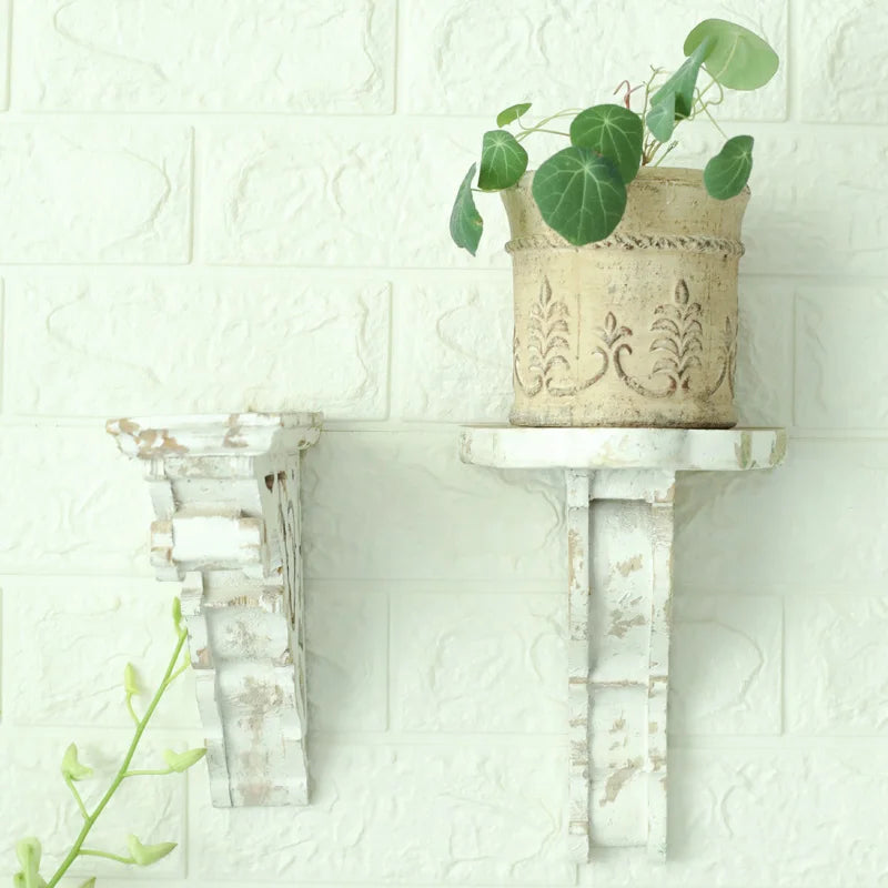 2pcs Shelf Wall Wooden Wall Mounted Support Shelf Plant Supplies Placed Flower Pot Rack On The Top Rural Farmhouse Decorations