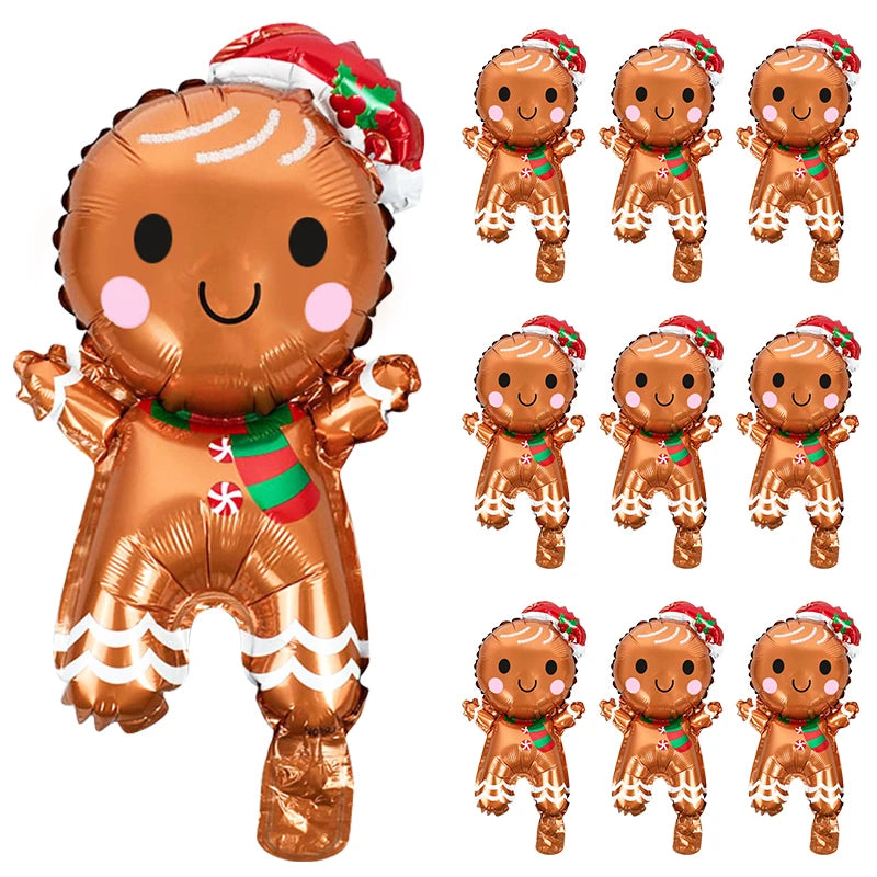 15/5PCS Santa Claus Foil Balloons Mini Christmas Tree Gingerbread Man Balloon 2025 Xmas New Year Holiday Decoration Kids Favors
