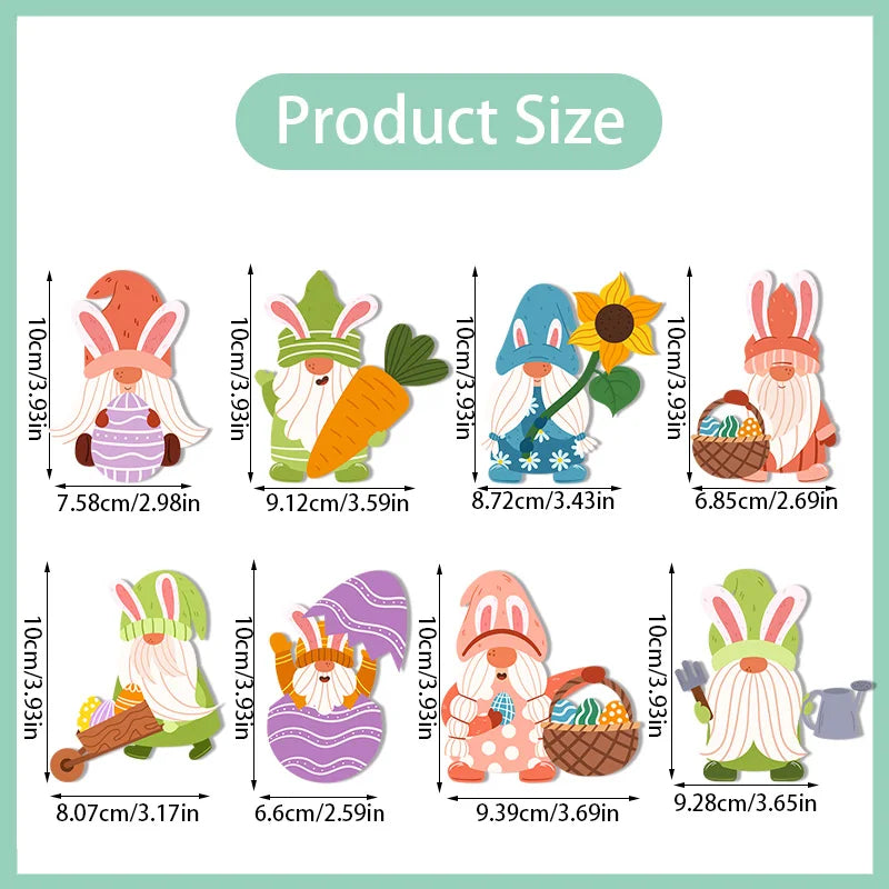 8/16pcs Easter Bunny Ornaments Easter Egg Gnome Carrot Paper Cards Decor Tree Hanging Pendant Spring Easter Decorations for home