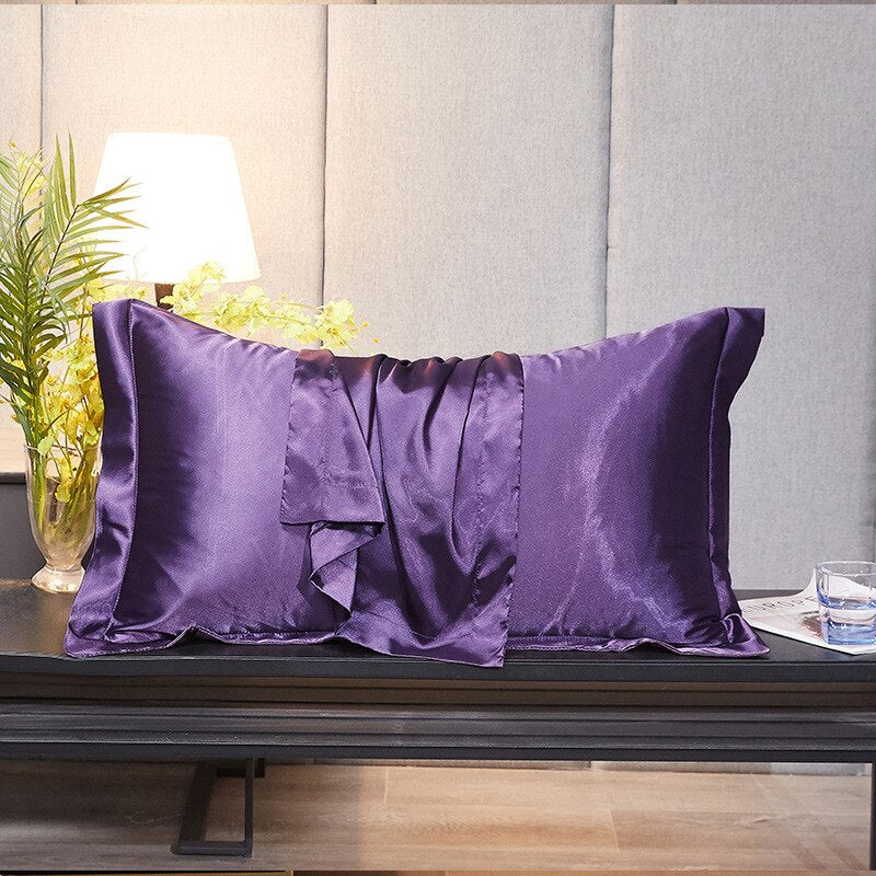 48x74cm Pillowcase Artificial Silk Pillow Cover Solid Color Smooth Satin Pillows Covers for Bedding Sleeping Pillowcases 1/2 pcs