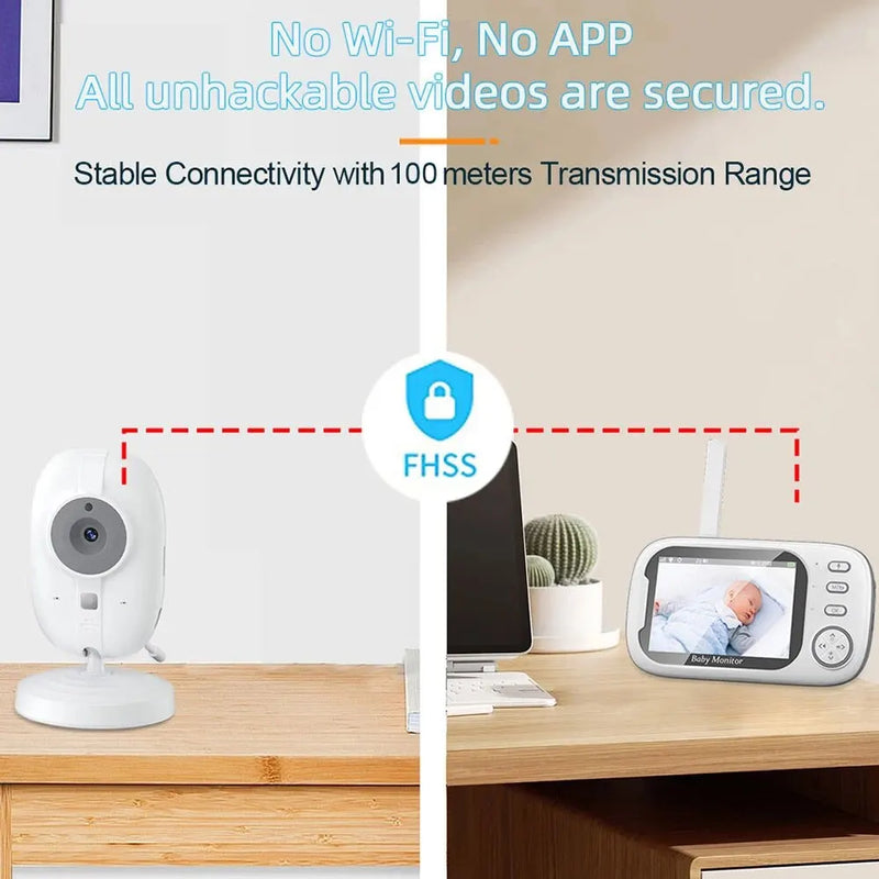 3.5 Inch Wireless Video Baby Monitor Mother Kids Two-way Audio Baby Nanny Security Camera Night Vision Temperature Monitoring