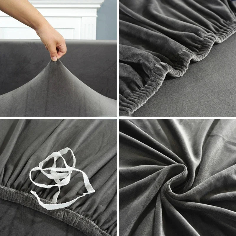 Velvet Sofa Cover Thick Elastic 1/2/3/4 Seater Sofa Cover for Living Room Velvet Plush L Shaped Corner Sofa  Couch Cover