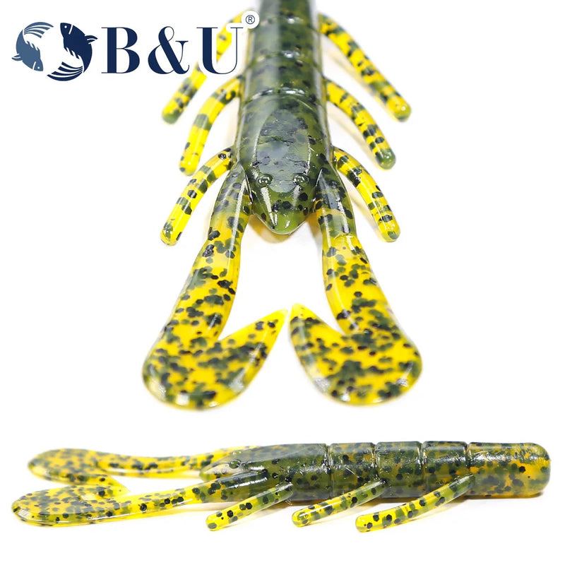 B&U 5pcs 88mm Craw Baits Floating Shrimp Softbait Soft Lure Wobbler Bass Artificial FishingTackle Artificial Pesca