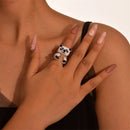 3Pcs/set Cute Cartoon Panda Decoration Drip Oil Open Rings for Women Fashion Jewelry Gift Creative Ring