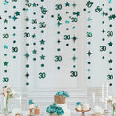 Gold 30th Happy Birthday Party Paper Banners Decorations Number 30 Year Old Circle Dots Twinkle Star Garlands Hanging Backdrops