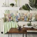Happy Easter decoration pillow cover country farmhouse home room decoration Rabbit and egg pattern printing sofa cushion cover
