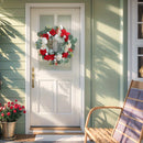 Artificial Red White Flowers Wreath 15.7in Door Hanging Holiday Simulation Flowers Withered Branches Wreaths Hotel