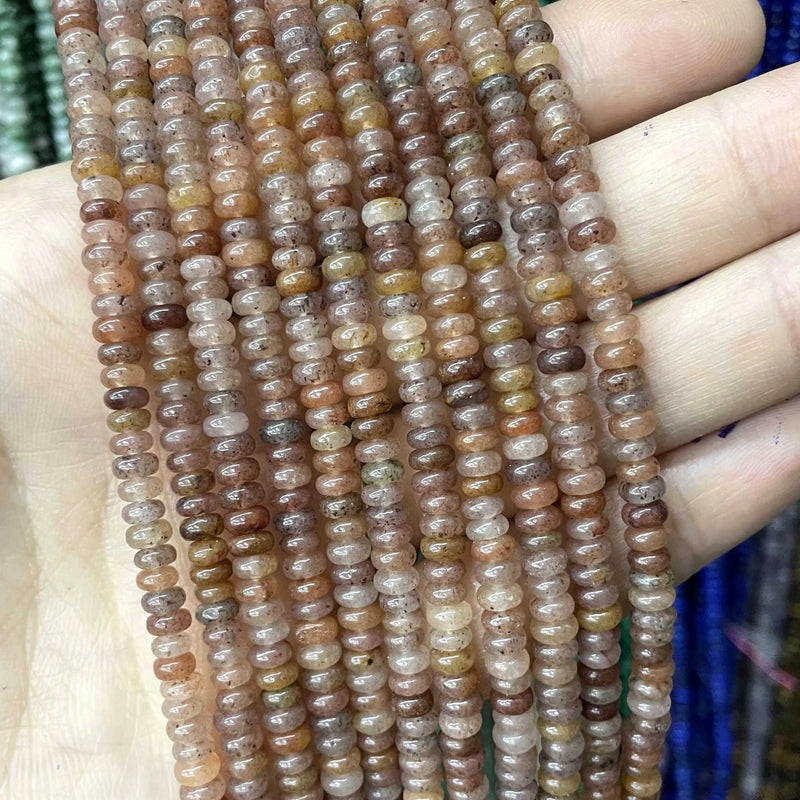 Natural Agates Tiger Eye Chalcedony Jades Stone Round Rondelle Spacer Beads For Jewelry Making Diy Bracelet Accessories 2X4mm