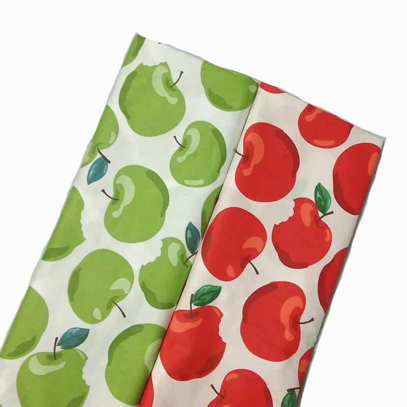 Graceful Pink Green Stripe Fruit  Series Apple Banana Printed Cotton Fabric 50x160cm For DIY Sewing Bedding Quilting Cloth Decor