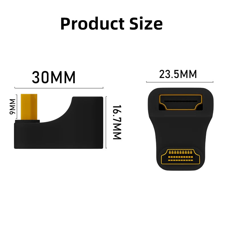 UHD 8K@60HZ HDTV 2.1 Adapter 360 Degree Angled U-shaped Male to Female HDMI-Compatible Adapter Converter for HDTV PS4 PS5 Laptop