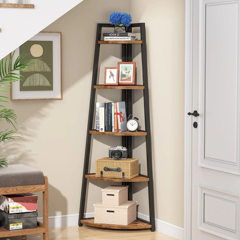 Tribesigns Bookcase Corner Book Shelf Rack Wood Bookshelf Storage Shelves