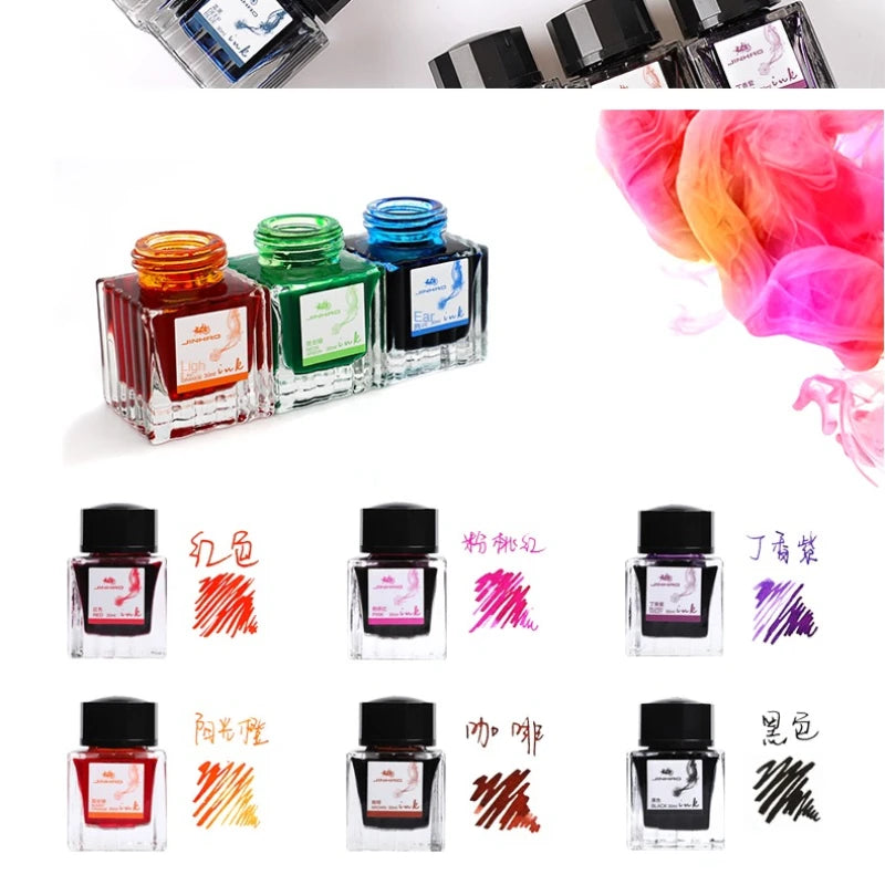 JINHAO 50ml/30ml Fountain Pen Ink Various Color Glass Bottled Ink Refill Cartridge School Writing Office Ink Supplies Stationery