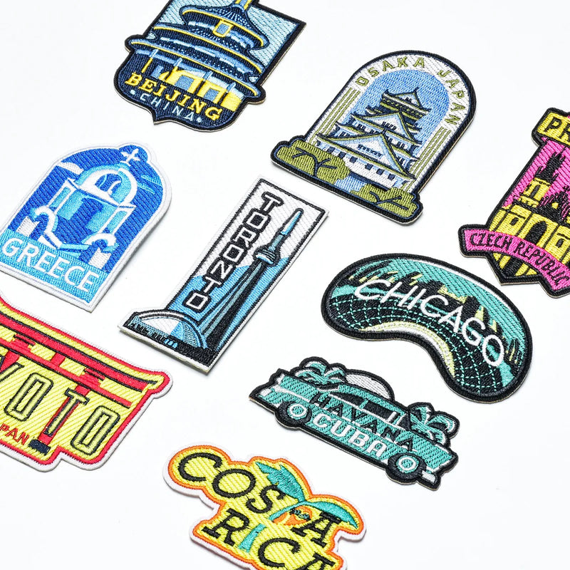 Urban Architecture Embroidery Badge Iron On Patches On Clothes DIY Dress Jeans Hat Clothing Accesories Cartoon Applique Stickers