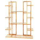 Bamboo 9 Tier Plant Stand Flower Potted Rack Book Storage Shelf for Garden Balcony Living Room