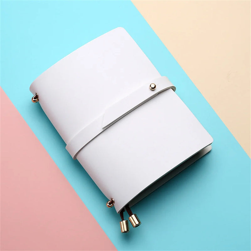 Soft PU Leather A5 Notebook Passport Style Solid Color Creative Fresh Loose-Leaf Notepad Student Stationery Diary Book 135x105mm