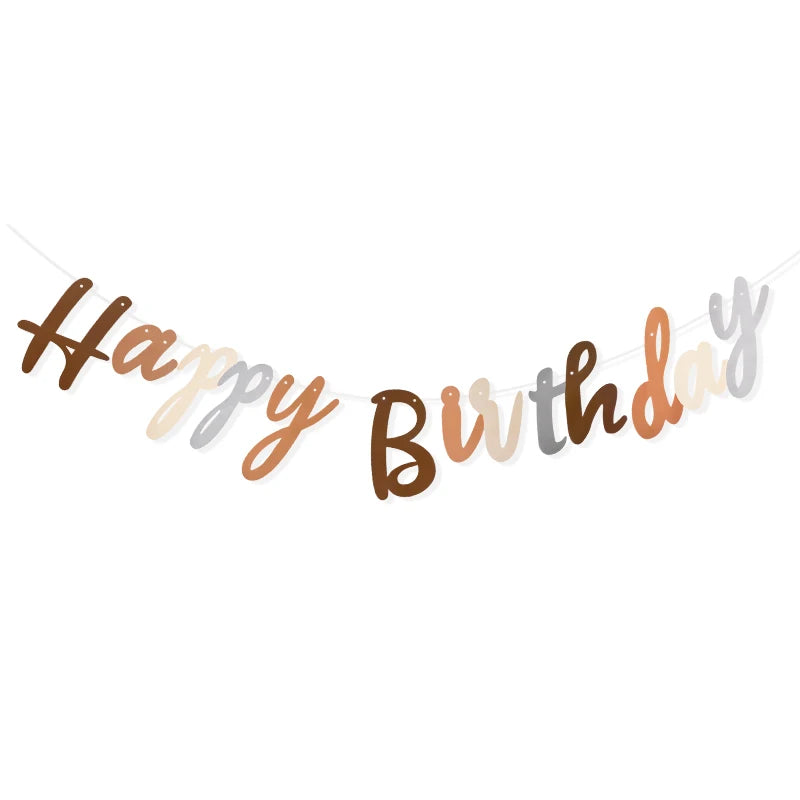 INS Happy Birthday Letters Banner Kids 1st Birthday Party Brown Bear Paper Garland Flag Decoration Boy Girl Baby Shower Supplies