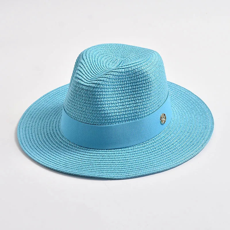 New Summer Straw Hat for Women Panama Soft Shaped Beach Sun Hat Outdoor UV Protection Travel Hat Sombreros De Mujer