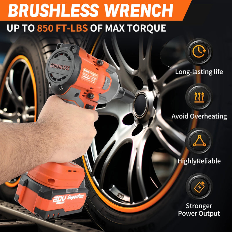 Superpan Brushless Electric Wrench Cordless Drill Screwdriver Free Delivery Large Torque Power Tools Torque Wrench