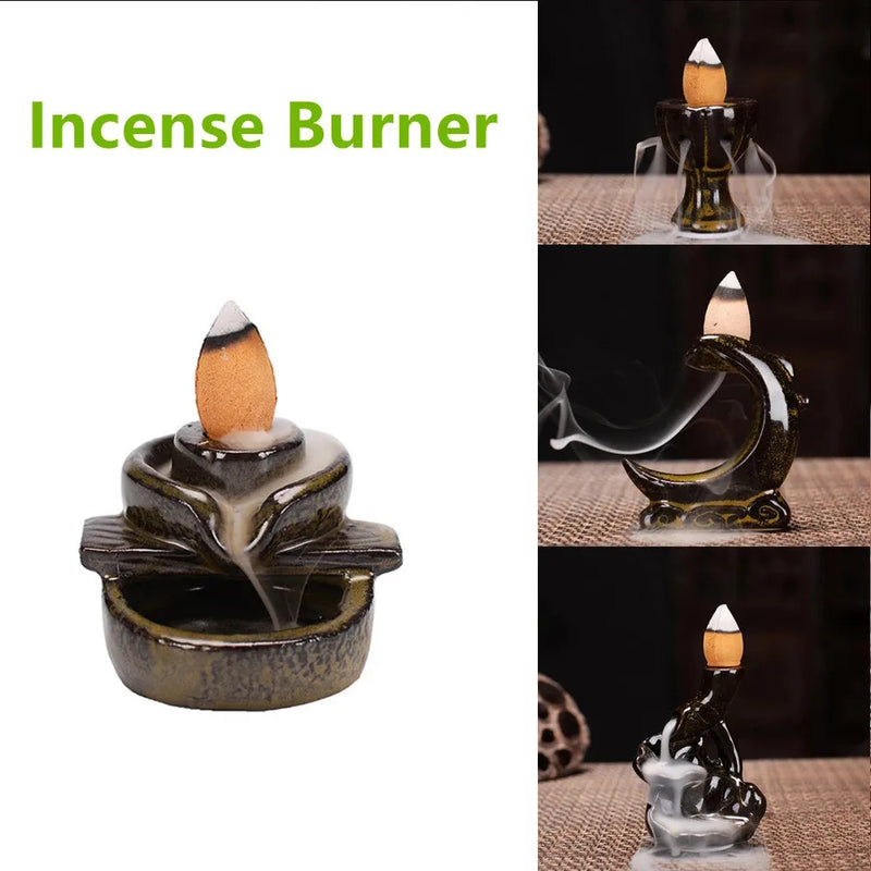 Waterfall Backflow Incense Burner Incense Fountain Incense For Home Decor Office Yoga Sauna SPA Without Incense)