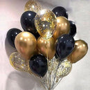 25pcs Gold Black Mixed Balloons 10th Birthday Party Decorations 10 Years Old Girl Boy Birthday Background Decor Anniversary