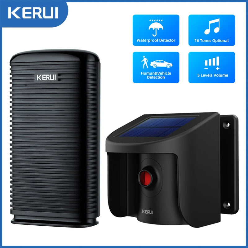 KERUI Wireless Home Alarm Solar Waterproof PIR Motion Sensor Detector Driveway Garage