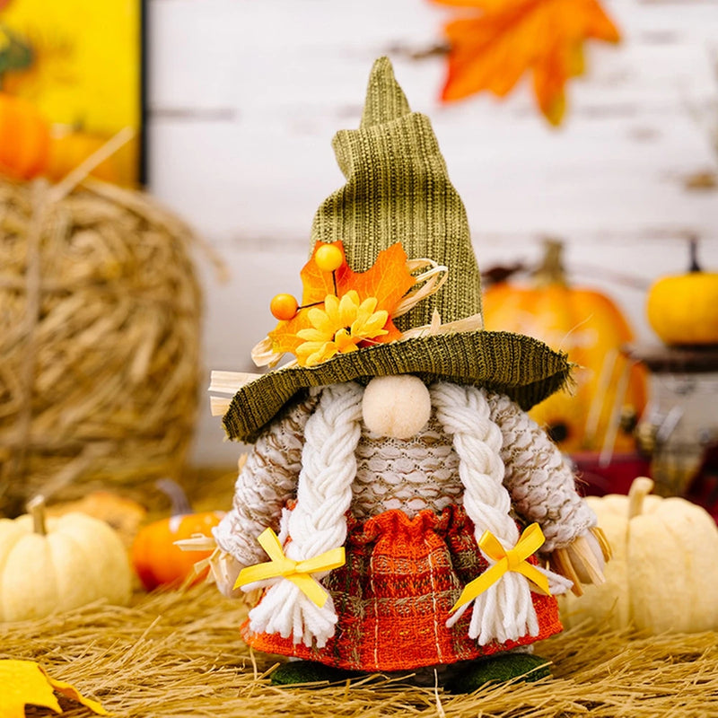 Fall Gnome Pumpkin Sunflower Swedish Nisse Elf Dwarf Plush Ornaments Decorations For Home Party Autumn Thanksgiving Decor Gift