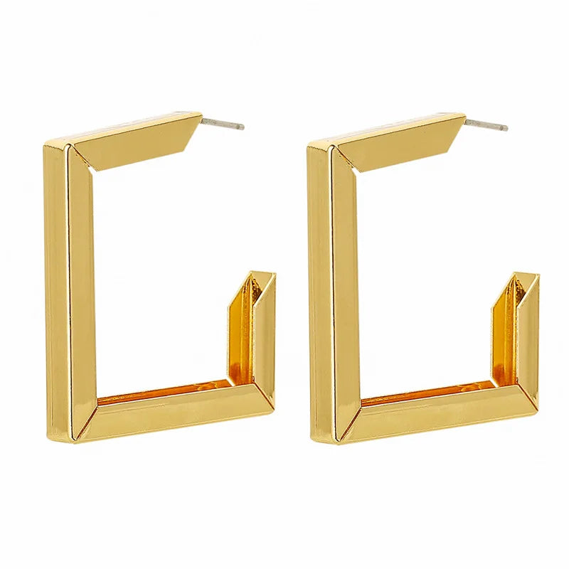 Retro Minimalist Square Earrings Irregular Hoop Earrings New Exaggerated Cool Girl Fashion Earring for Women  Accessories 2022