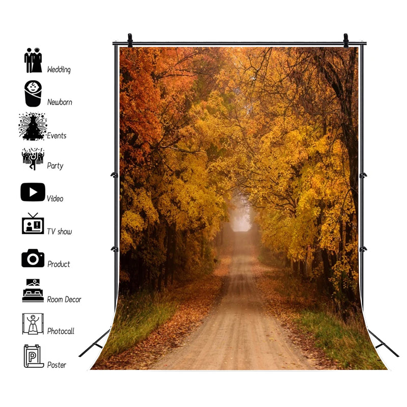 Autumn Landscape Backdrop Fall Forest Maple Fallen Leaves Nature Scenery Harvest Thanksgiving Portrait Photography Background