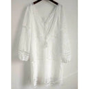 BOHO INSPIRED lace tunic dress women V-neck tassle tied back bikini cover up sexy summer beach dress mini women boho dress