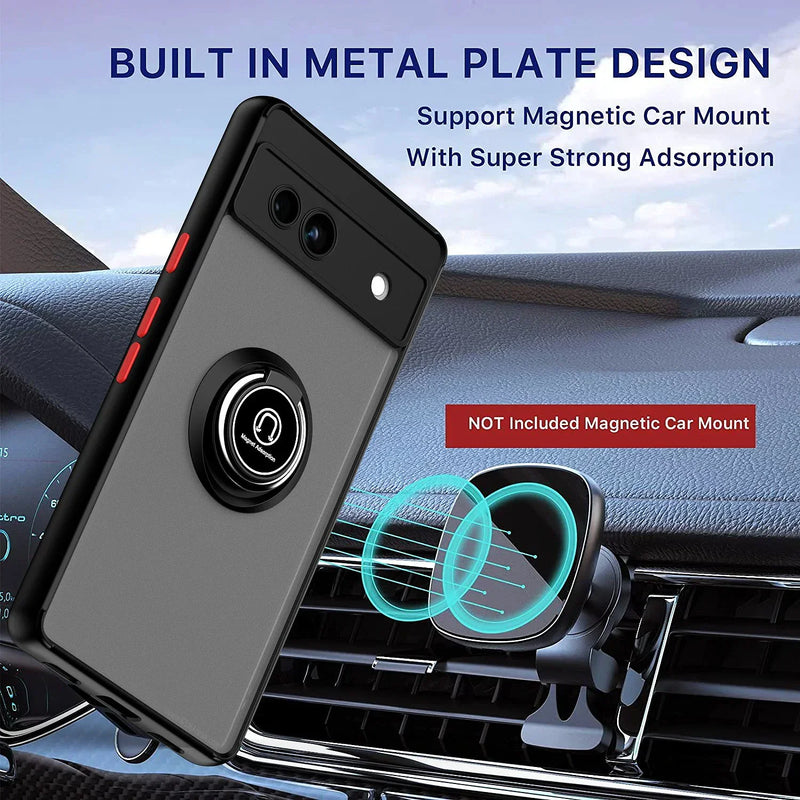 Armor Matte Case For Google Pixel 8 7A 7 6 Pro Cover Ring Magnetic Holder Stand Shockproof Coque Fundas