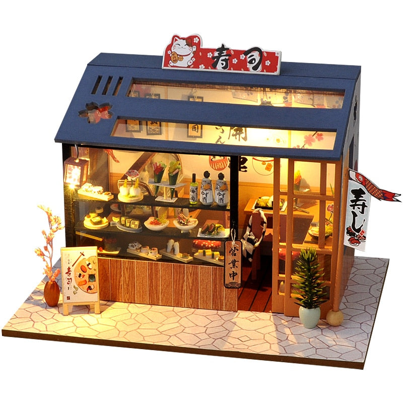 Cutebee Miniature Dollhous Japanese Style Doll House Accessories Furniture Miniatures Building Mini Wooden Roombox Toy Gift