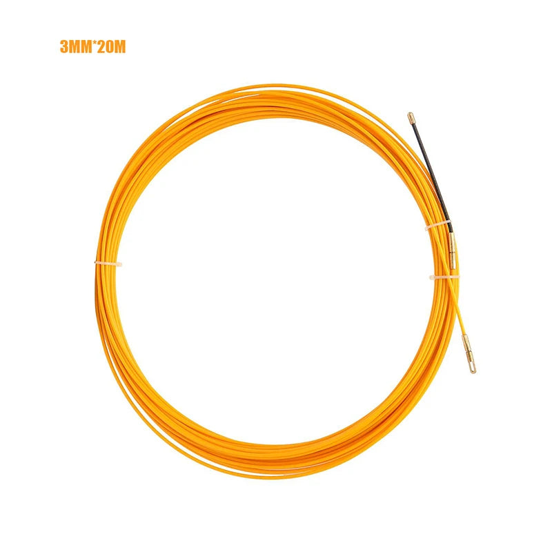 5/10/15//20/25/30M 3mm Cable Puller Fish Tape Yellow Cable Fiberglass Fish Tape Reel Puller Fiberglass Metal Wall Wire Conduit