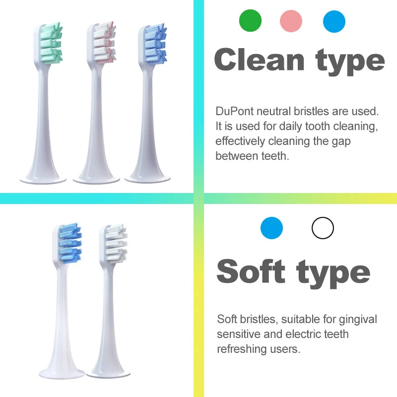 Replacement Toothbrush Heads For Xiaomi T300 T500 Sonic Electric Teeth Brush Mijia T300 Nozzles With Dust Cover Vacuum Packaging