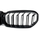 For 2021-2023 BMW G30 G31 530i 540i Dual Slats Front Kidney Grille Gloss Black