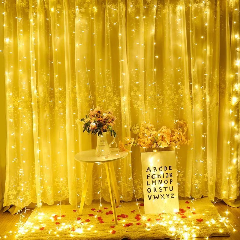 LED Garland Curtain Lights 8 Modes USB Remote Control Fairy Lights String Wedding Christmas Decor for Home Bedroom New Year Lamp