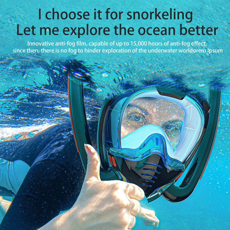 Snorkeling Mask Double Tube Silicone Full Dry Diving Mask Adults Swimming Mask Diving Goggles Underwater Breathing Equipment