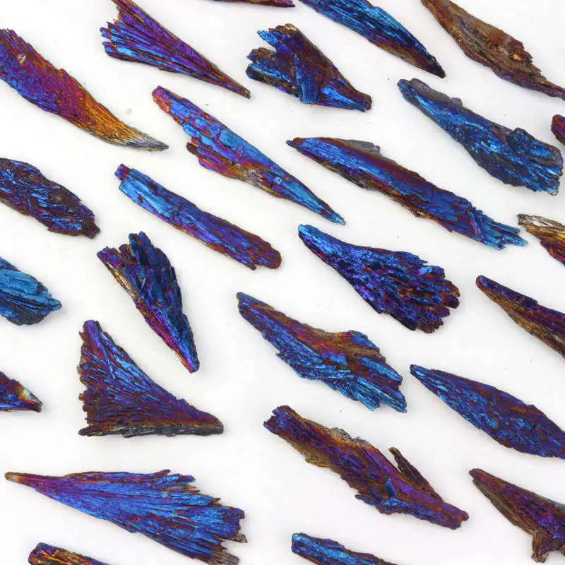 5-10g Raw Natural Rainbow Kyanite Titanium Quartz Crystal Cluster VUG Peacock Feather Mineral Specimen Healing Stone Home Decor