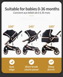 Luxurious Baby Stroller 3 in 1 Portable Travel Baby Carriage Fold Pram High Landscape Aluminum Frame Newborn Infant Stroller