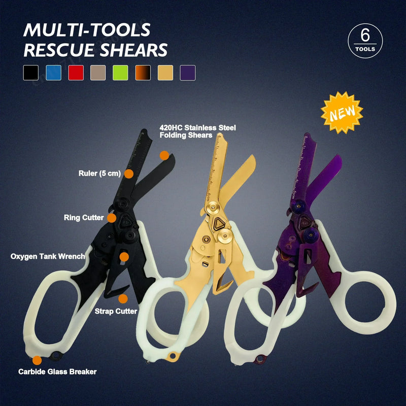 Portable Multifunction Mini Emergency Scissor Raptors Shears Tactical EMT Folding Scissors Outdoor Survival First Aid Kit Tool