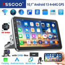ESSGOO 10" Android 13 4+64G Apple Carplay Android Auto Car Stereo Radio Single 1 DIN GPS Nav Bluetooth FM RDS WIFI USB EQ SWC