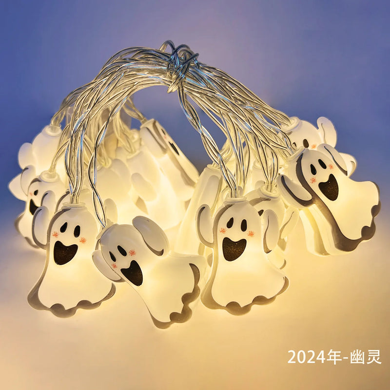 2024 Halloween Party Led String Lights Pumpkin Ghost Spider Web Hanging Lamp for Halloween Home Indoor Outdoor Decoration Props