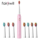 Fairywill Electric Sonic Toothbrush FW-507 USB Charge Rechargeable Adult Waterproof Electronic Tooth Brushes Replacement Heads s