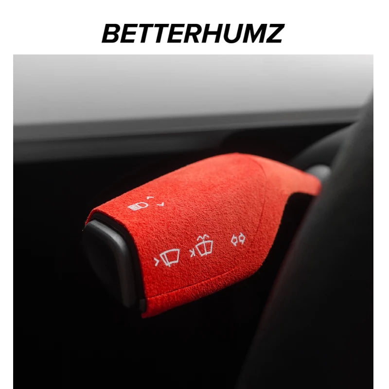 Betterhumz Car Steering Wheel Cover For Tesla Model 3 Model Y Made of Alcantara Column Gear Shift Knob Trim Sticker Accessories