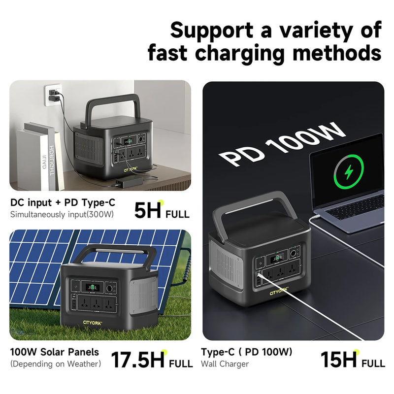 200-240V Portable Power Station AC 400W 403Wh PD100W Fast Charge Solar Generator for Camping,Camera,Drone Emergency Power Supply