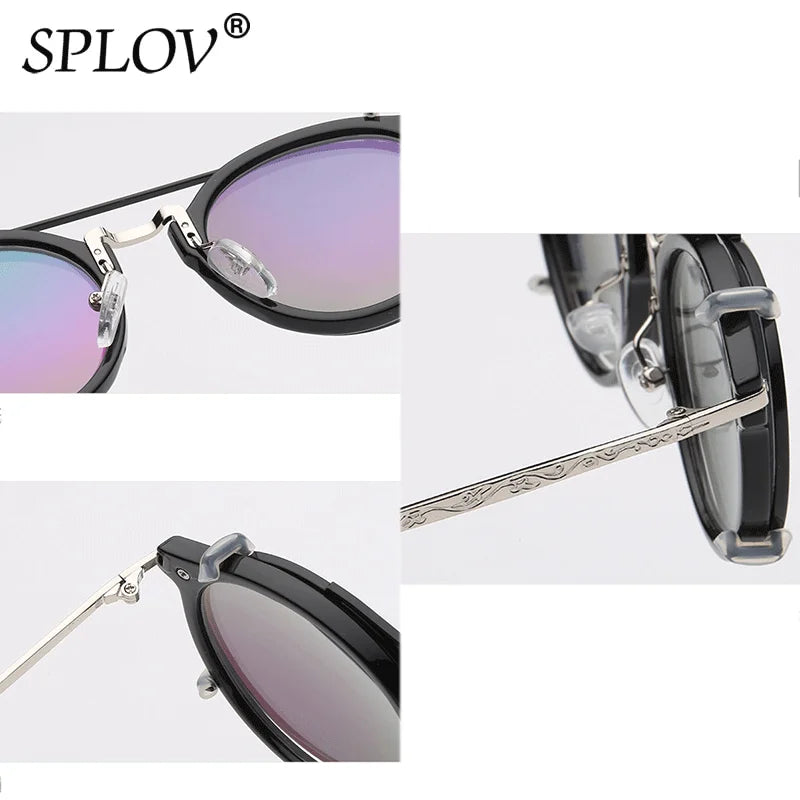 Retro Steampunk Round Clip On Sunglasses Men Women Double Layer Removable Lenses Detachable Shades Clear  Hollow Legs Glasses