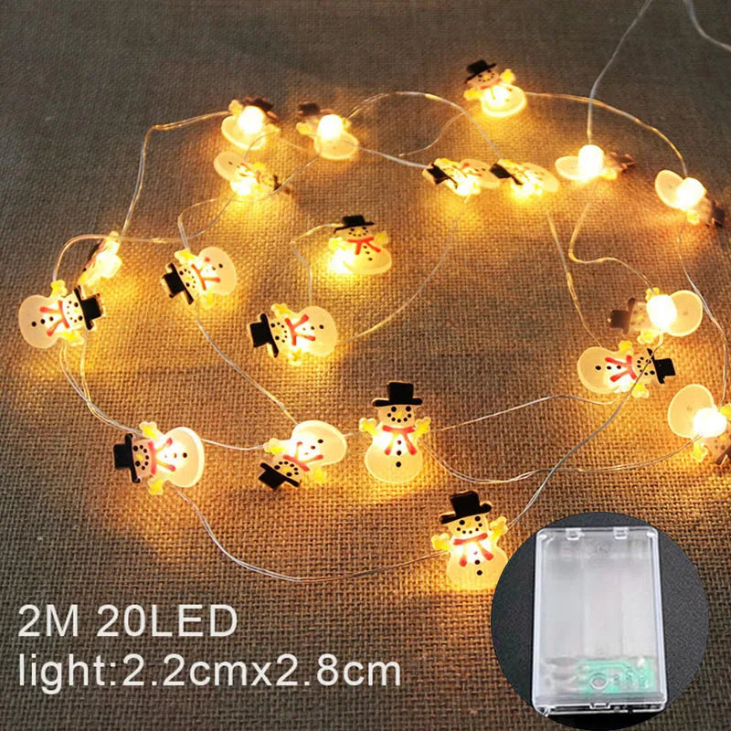 Santa Claus Snowman Christmas Fairy light string christmas decoration with led lighting for home Christmas tree gifts ornaments