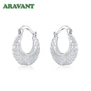 925 Silver Weave Hollow Moon Hoop Earring For Women Fashion Jewelry