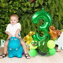 19PCS/PACK 32 inch Green Digital Dinosaur Aluminum Film Balloon Set Forest Theme Party Decoration Balloon